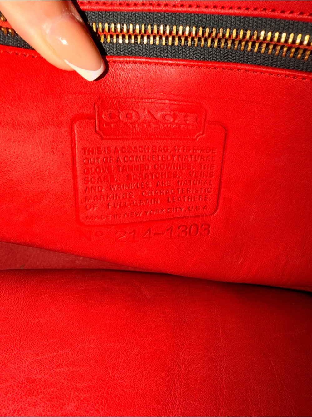 VTG 80s NYC Coach Red Leather Open Top Compact Tote 1303 Paperwork Included - Picture 4 of 6